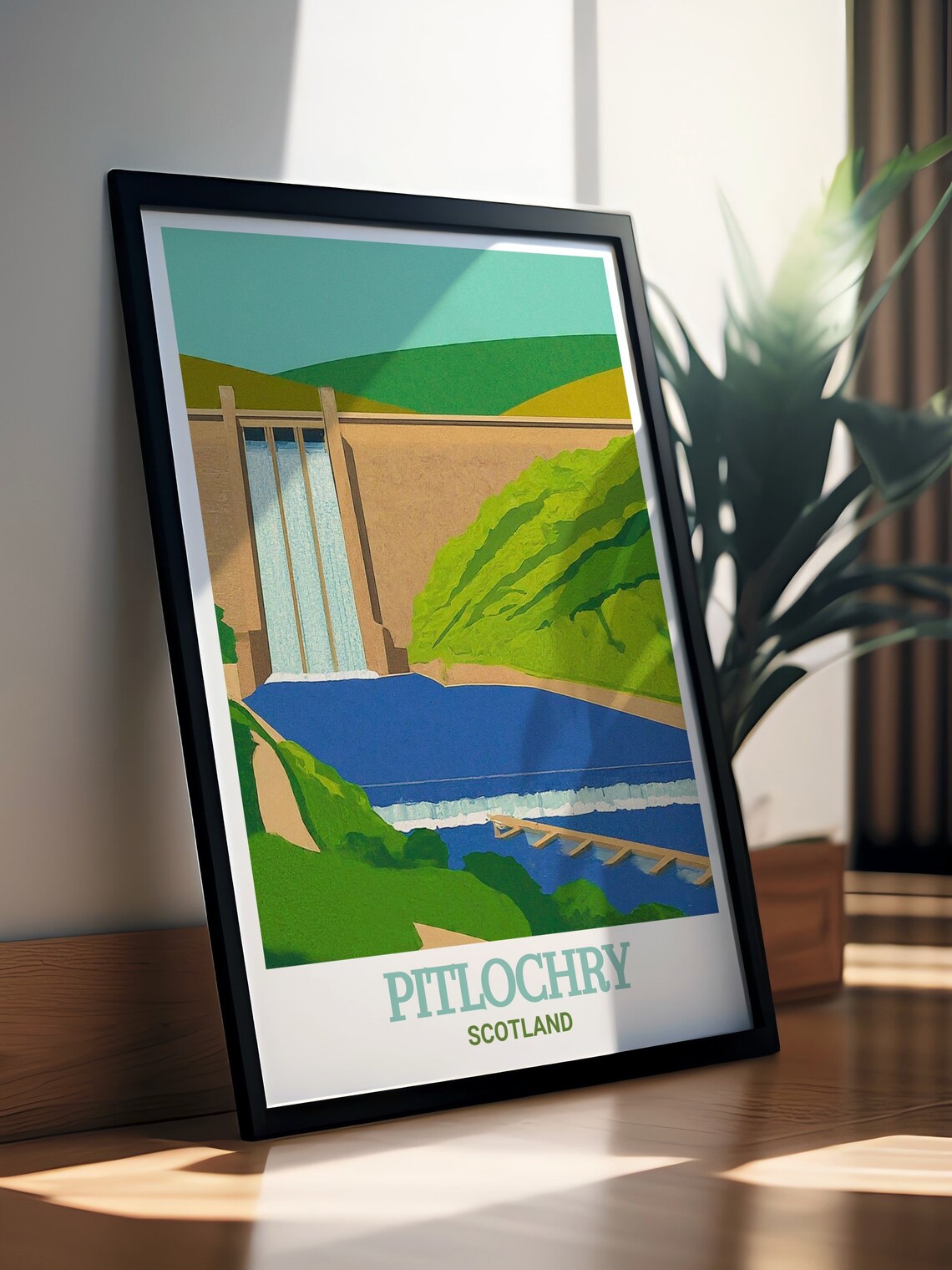 Pitlochry Dam and Fish Ladder Scotland Vintage Travel Poster - Image 3