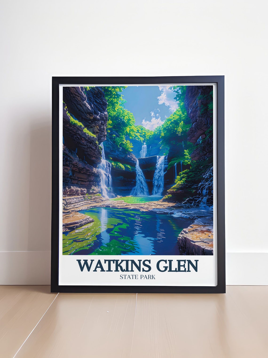Watkins Glen State Park Triple Waterfalls in a Green Gorge Poster - Image 4