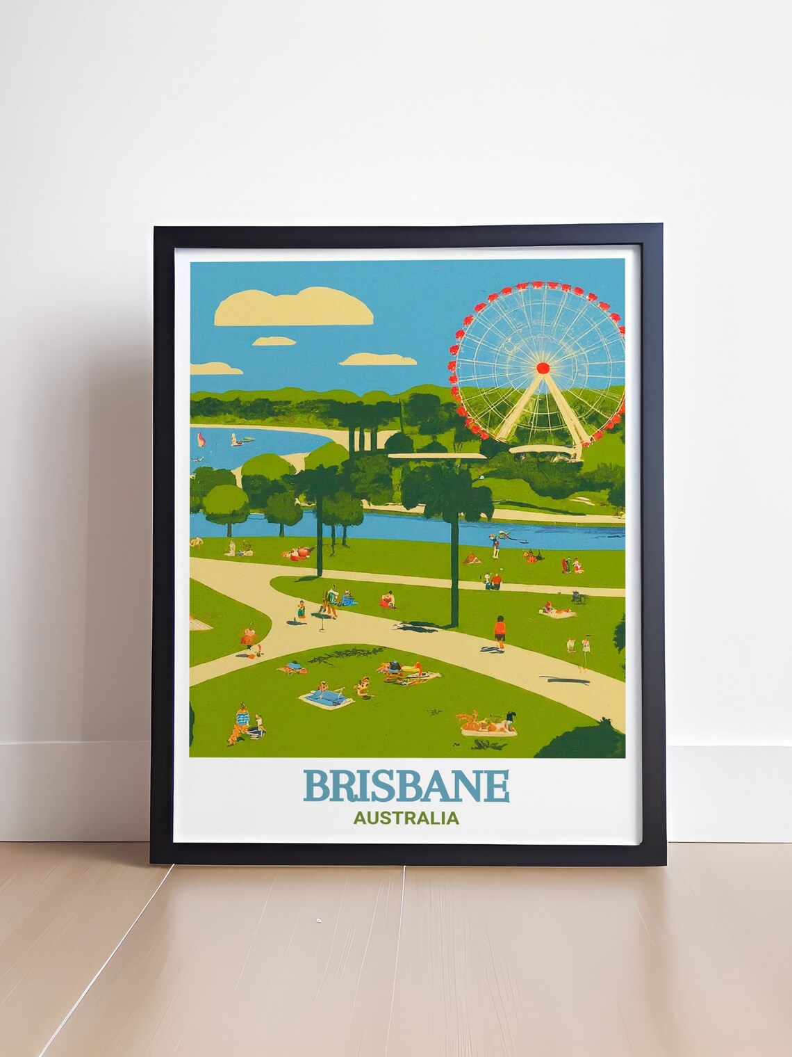 Brisbane Australia South Bank Parklands Retro Ferris Wheel Poster - Image 4
