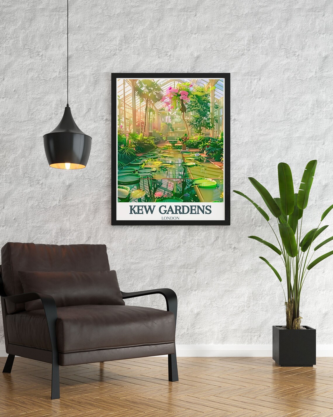 Kew Gardens Waterlily House Interior Glass Roof And Lily Pond Poster - Image 2