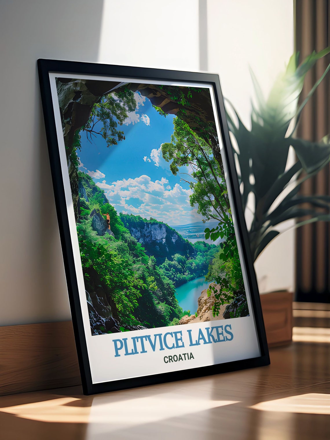 Plitvice Lakes Cave Viewpoint Turquoise Lake Croatia Travel Poster - Image 3