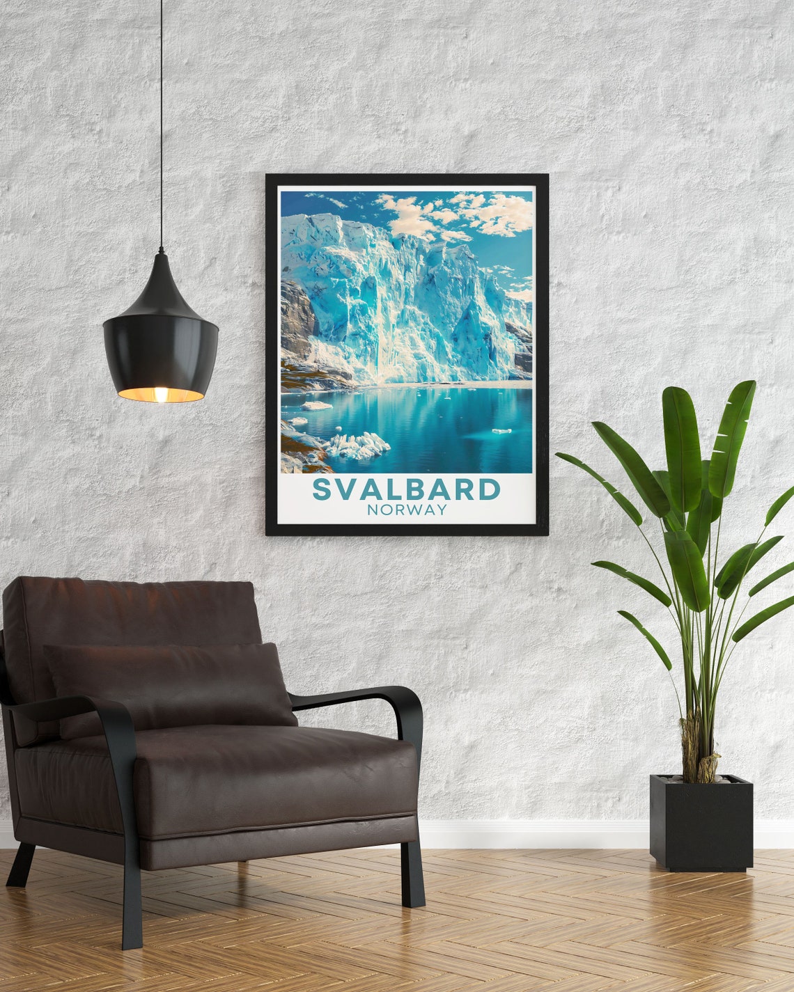 Svalbard Norway Bright Blue Glacier Cliff Icebergs Day Poster - Image 3