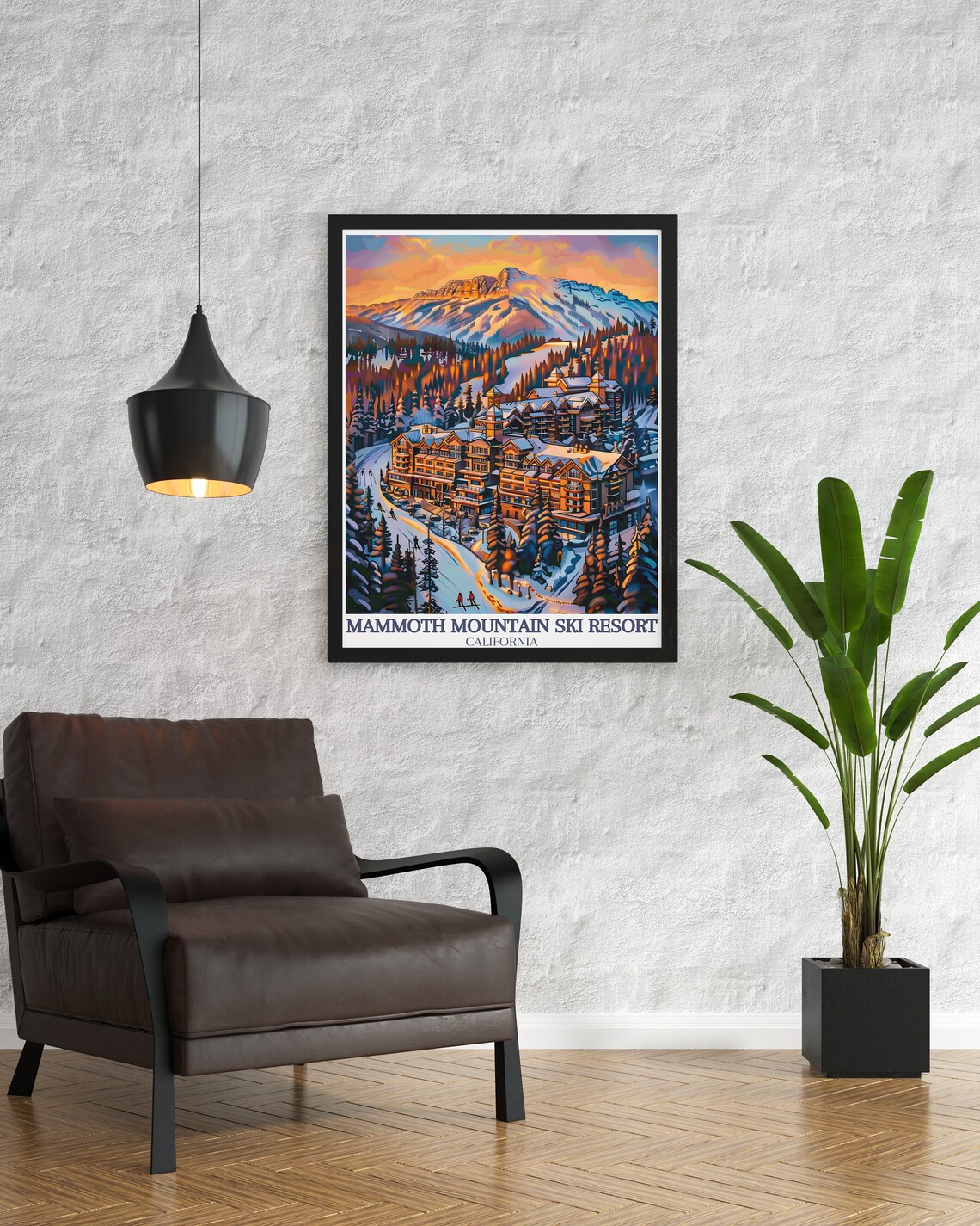 Mammoth Mountain Ski Resort Lodge Village Sunset Alpenglow Poster - Image 3