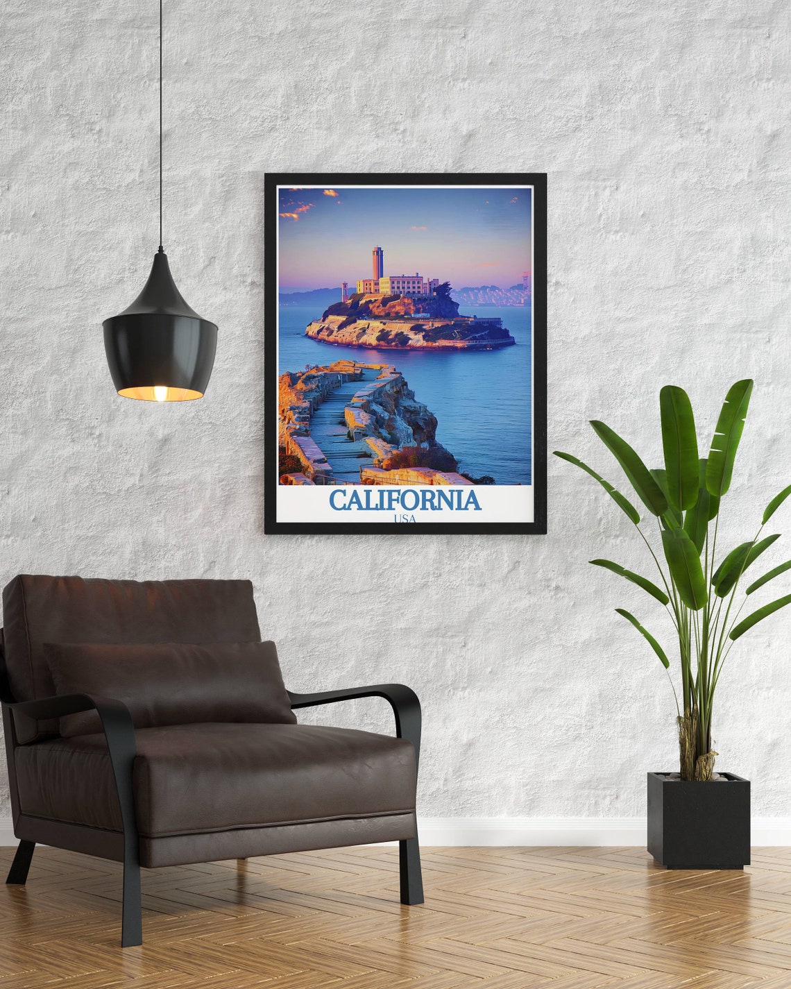 Alcatraz Island Glowing at Sunset Over San Francisco Bay Travel Poster - Image 2