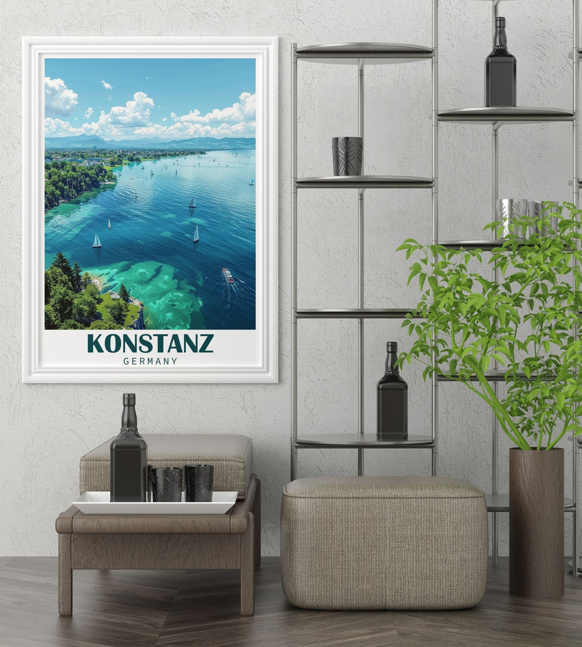 Konstanz Germany Lake Constance Sailboats Aerial View Poster - Image 3