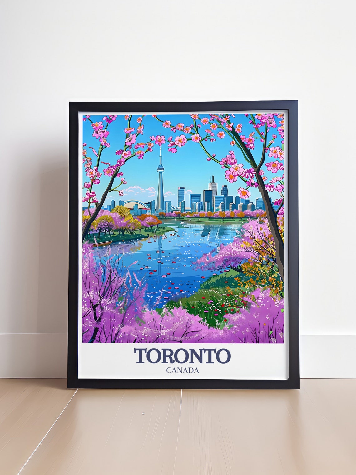 Toronto CN Tower Cherry Blossom Spring Canada Scenic Travel Poster - Image 4