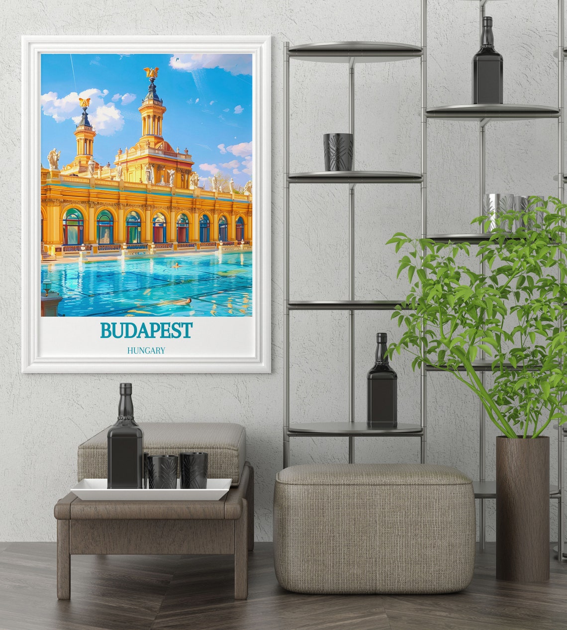 Budapest Szechenyi Thermal Baths Yellow Palace Hungary Spa Poster - Image 2