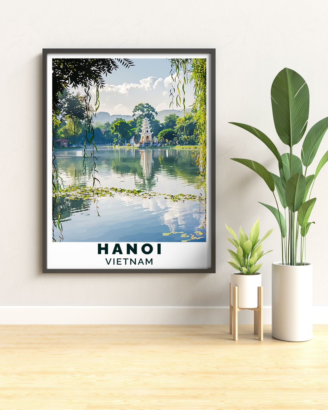 Hanoi Vietnam Hoan Kiem Lake Turtle Tower Lakeside View Poster - Image 2