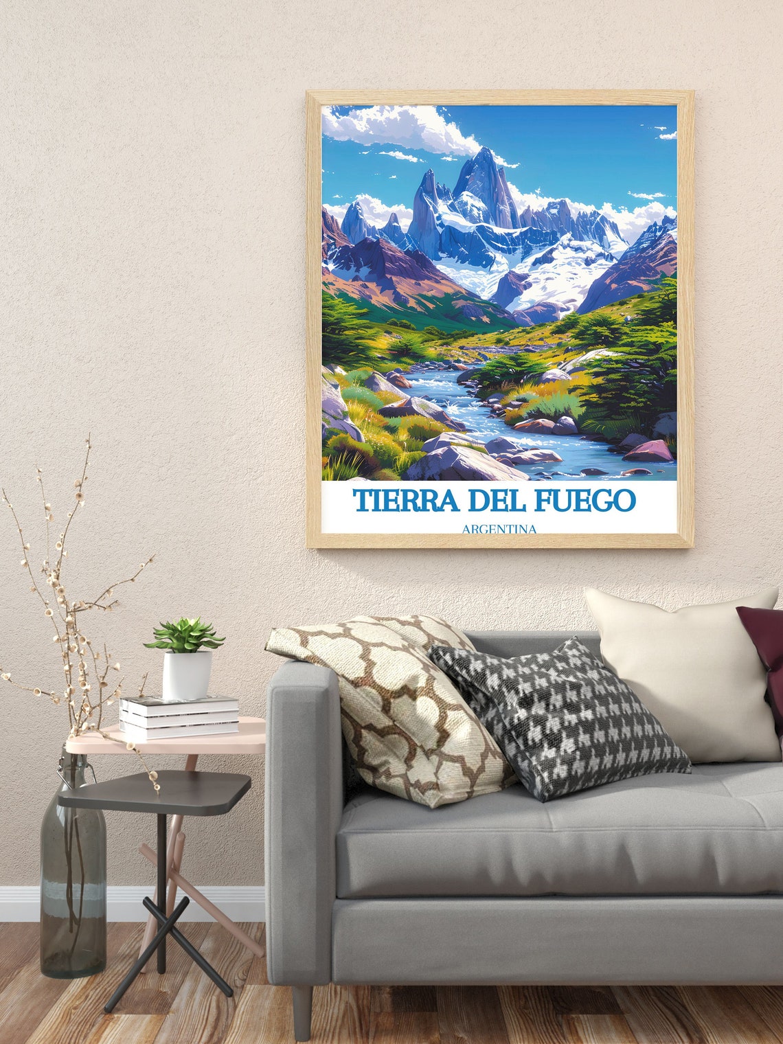 Tierra del Fuego Argentina Jagged Peaks River Valley Scene Poster - Image 2