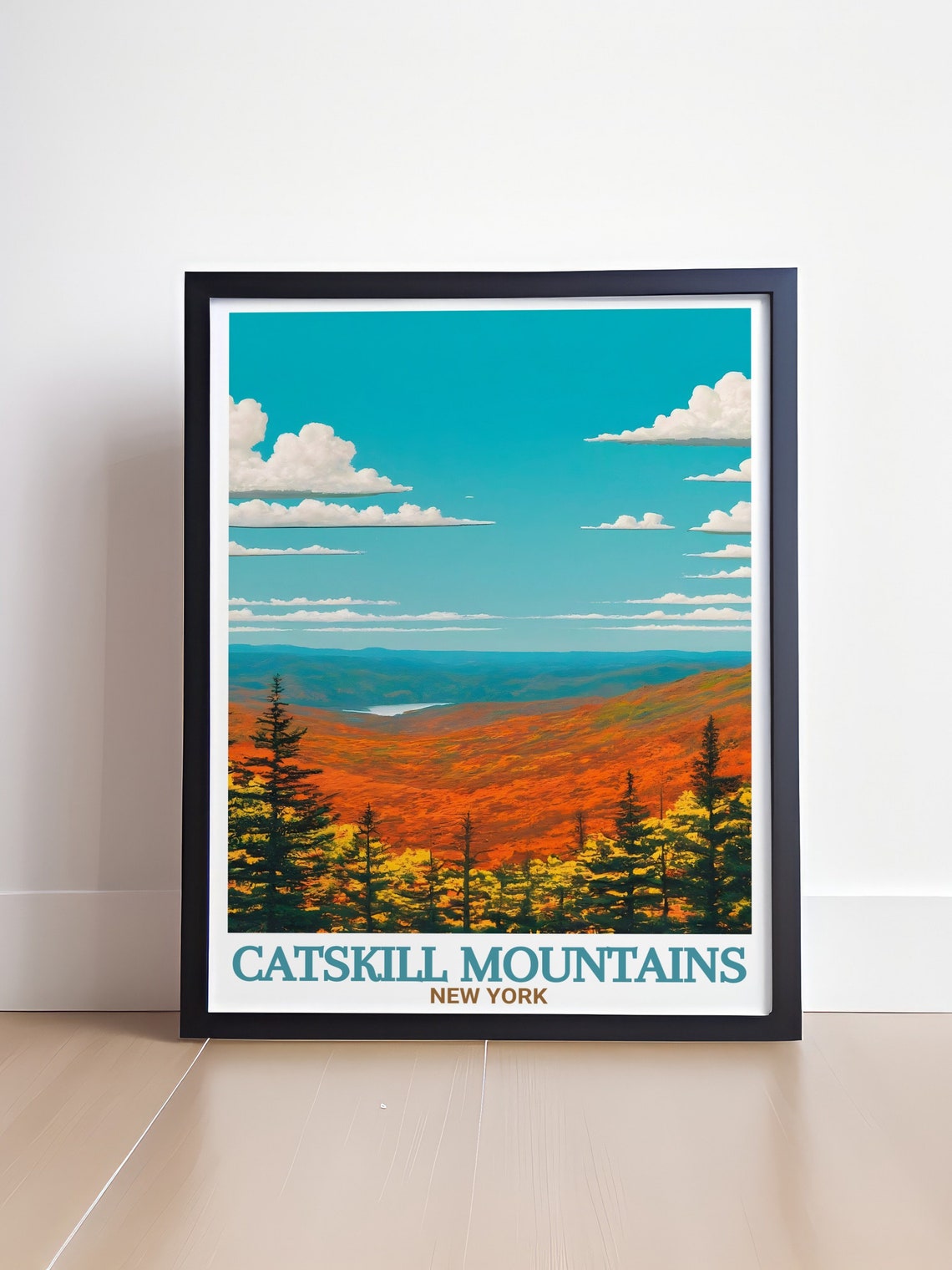 Catskill Mountains Autumn Foliage Orange Hills Landscape Poster - Image 4