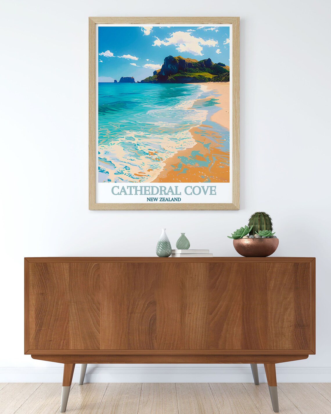 Cathedral Cove Turquoise Beach And Cliffs New Zealand Poster - Image 3