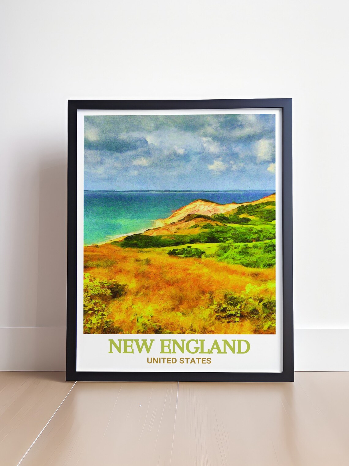 New England Turquoise Coastline Cliffs Ocean View Travel Poster - Image 4