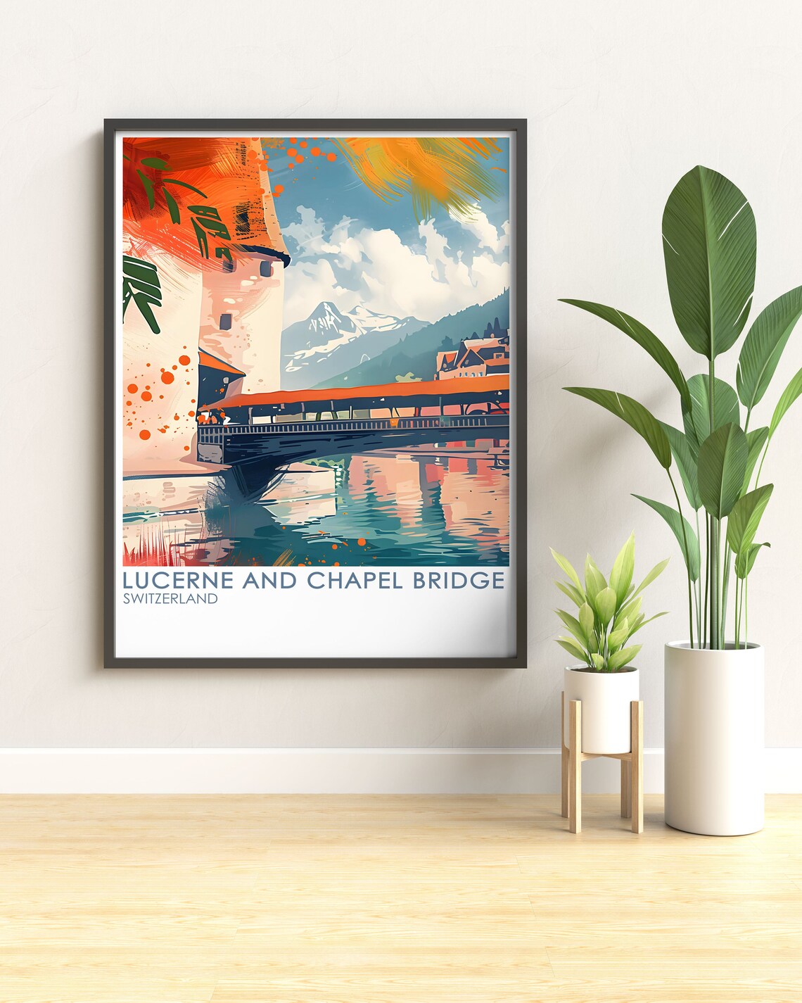 Lucerne Chapel Bridge Over The Reuss River Switzerland Poster - Image 2