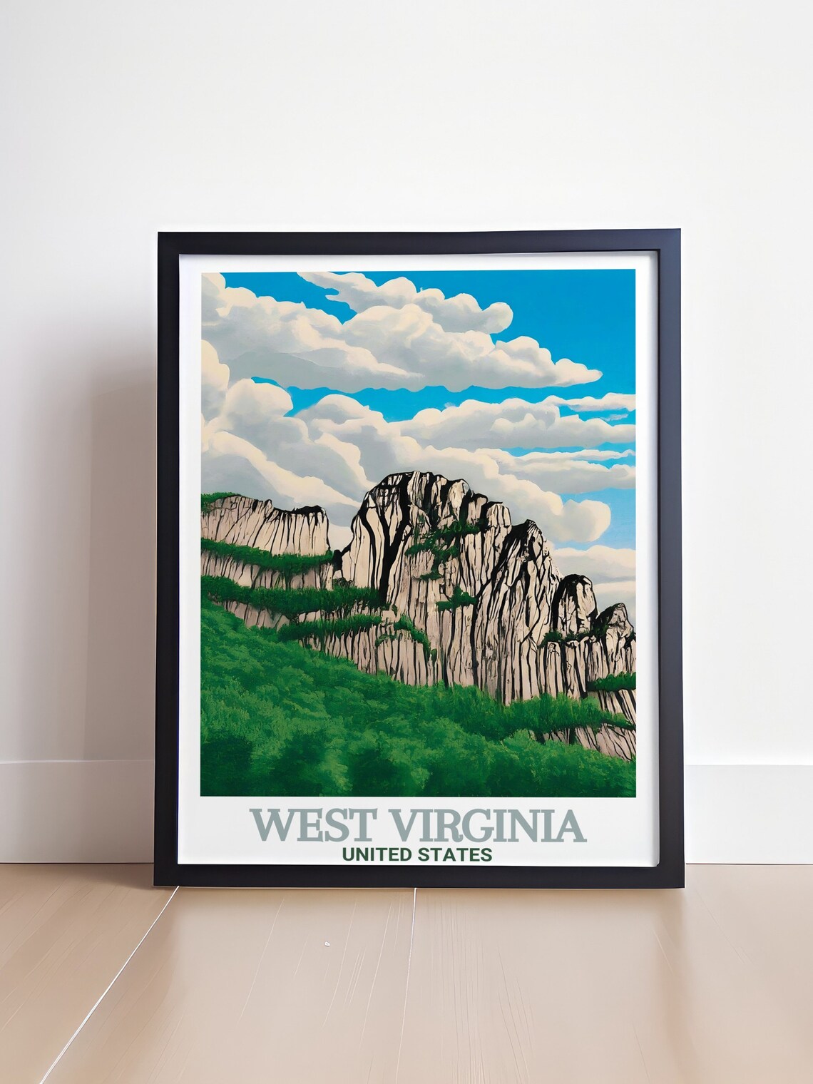 West Virginia Seneca Rocks Cliffs Green Forest Travel Poster - Image 4