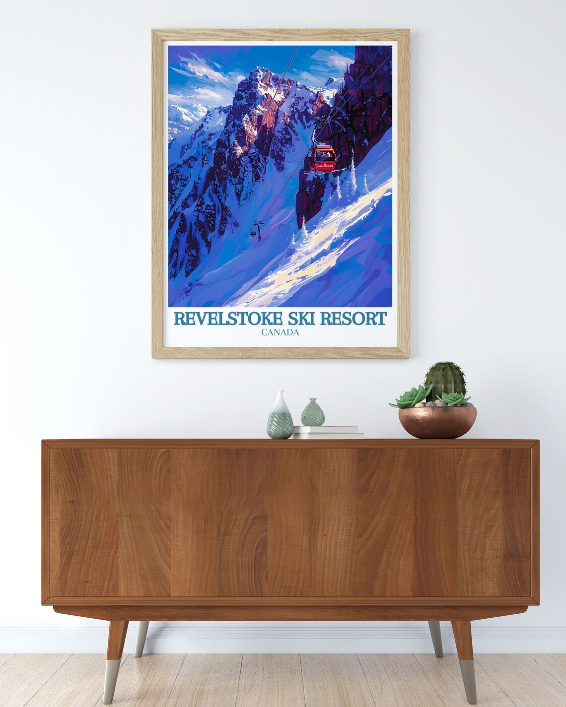 Revelstoke Ski Resort Canada Red Gondola Snowy Peak Travel Poster - Image 3