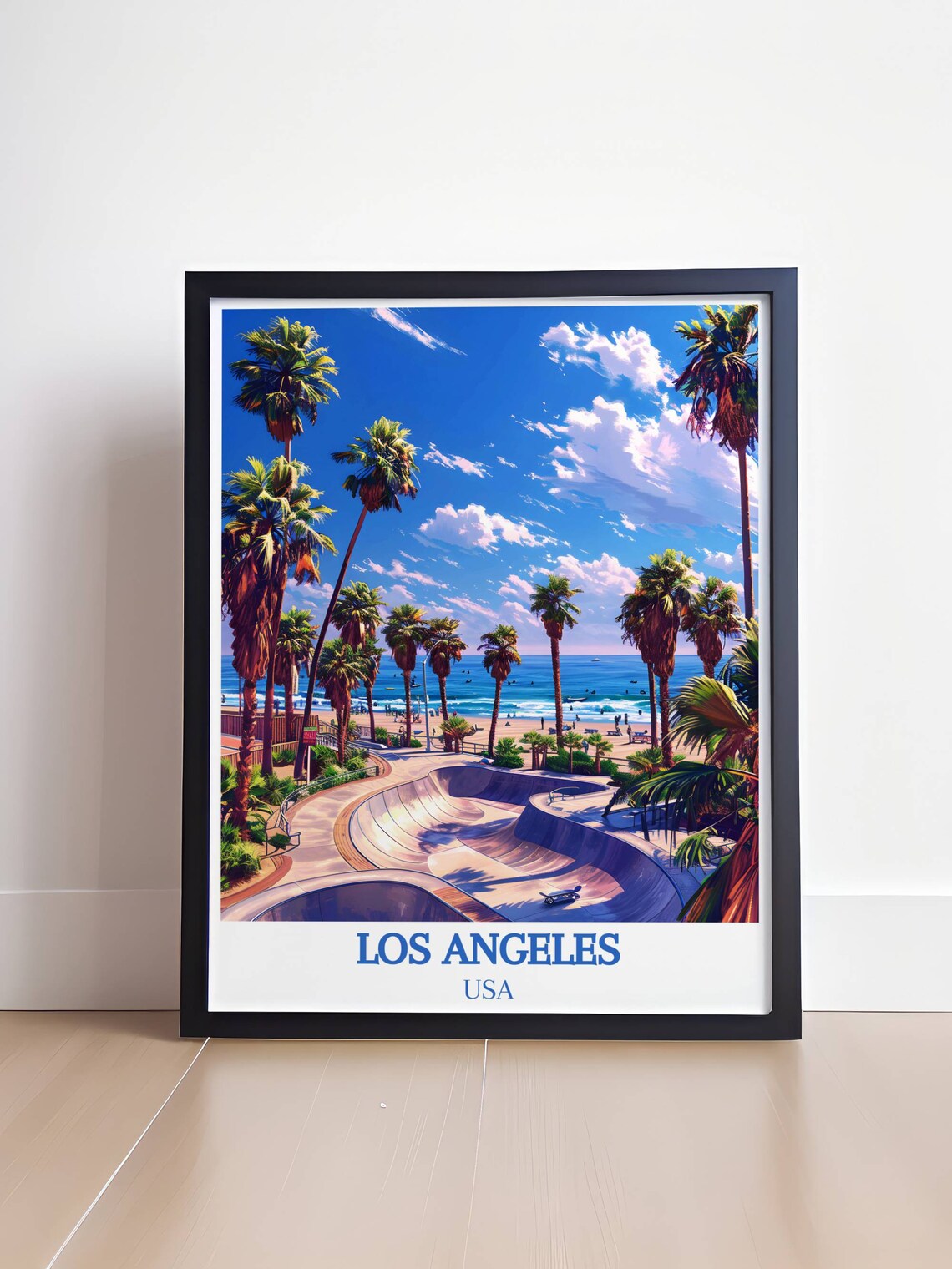 Los Angeles USA Venice Beach Skatepark Fringed by Palms Poster - Image 4