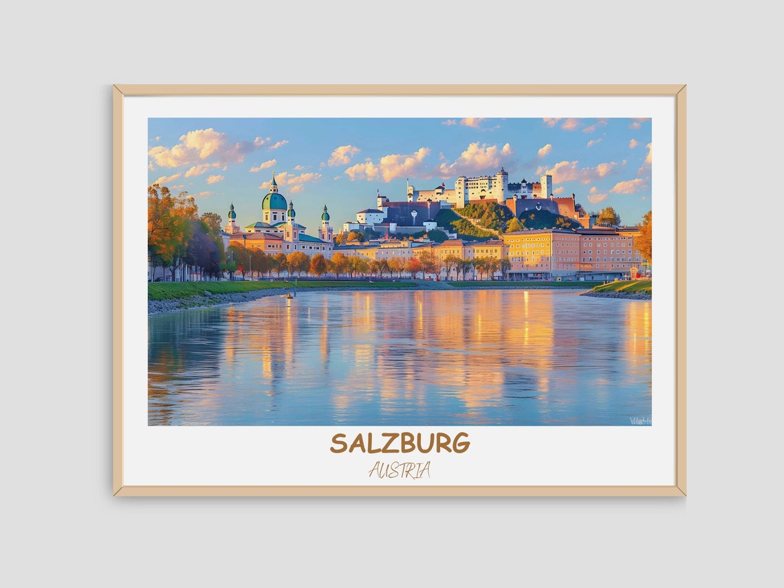 Salzburg Austria Travel Print Hohensalzburg Fortress Salzburg Austria Travel Gift Printable City Poster - Image 4