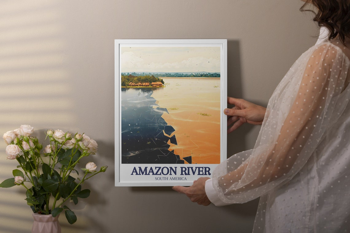Amazon River Meeting of the Waters Geometric River Art Poster - Image 2