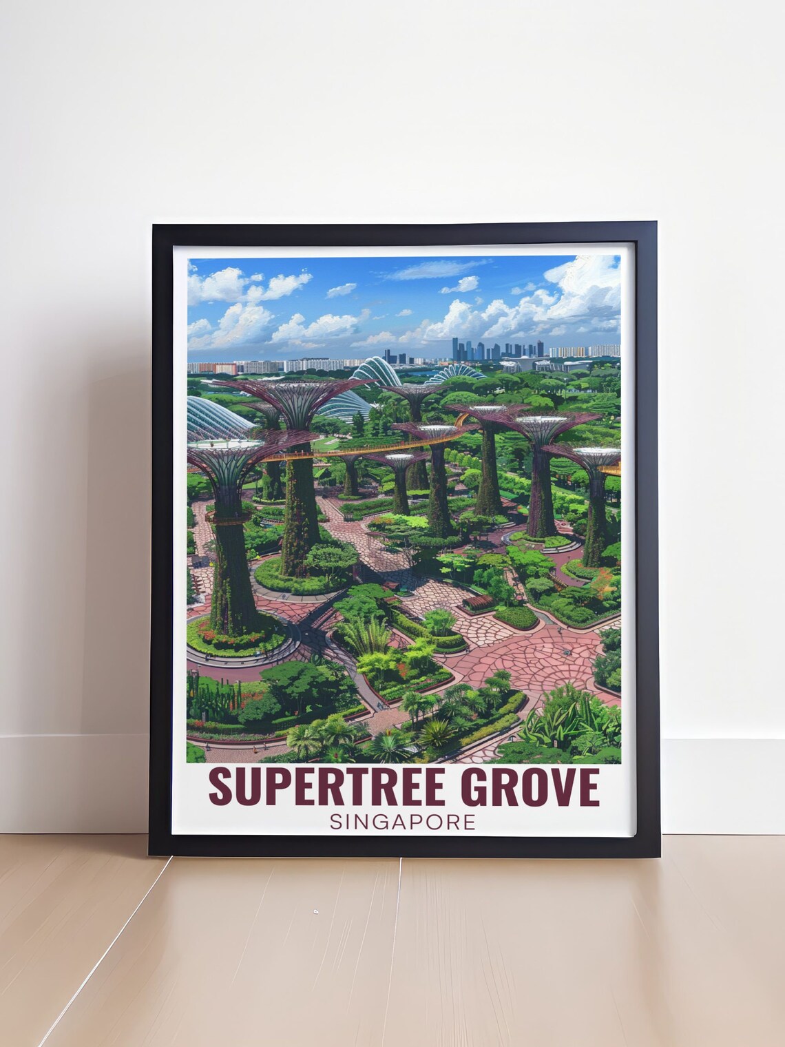 Supertree Grove Singapore Aerial Gardens Panoramic Travel Poster - Image 4