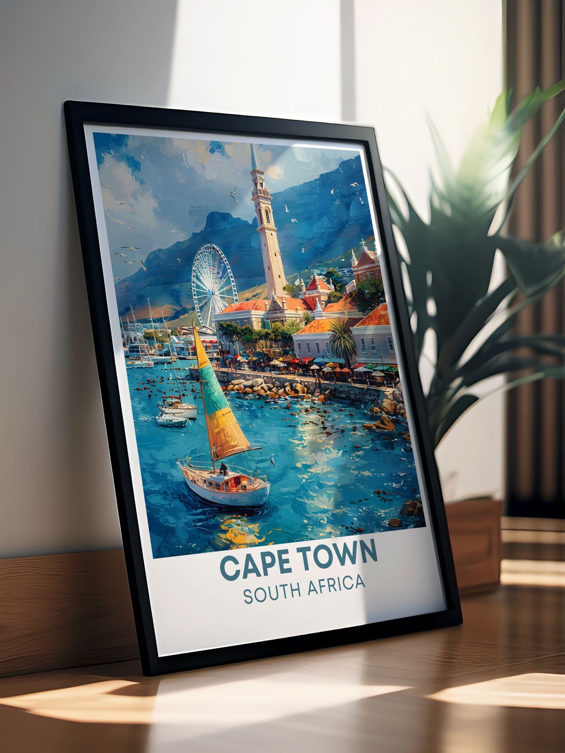 Cape Town South Africa Harbor Sailboat Waterfront Travel Poster - Image 3