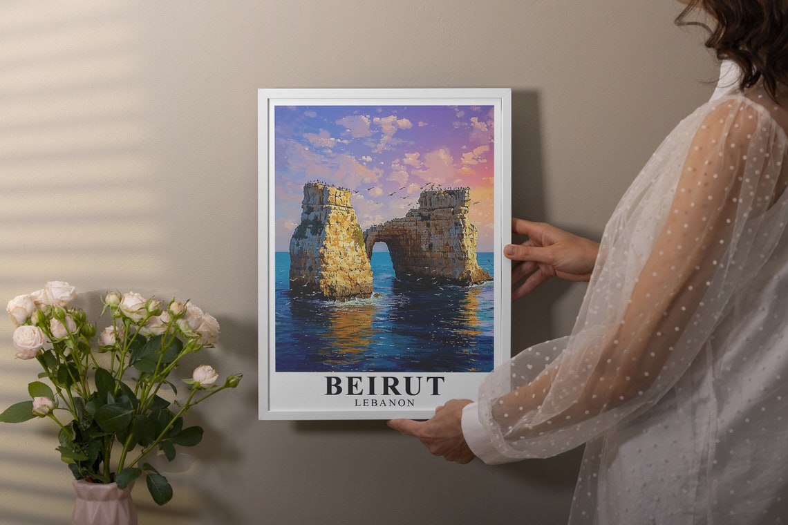 Beirut Lebanon Pigeon Rocks Sea Arches Sunset Mediterranean Poster - Image 4