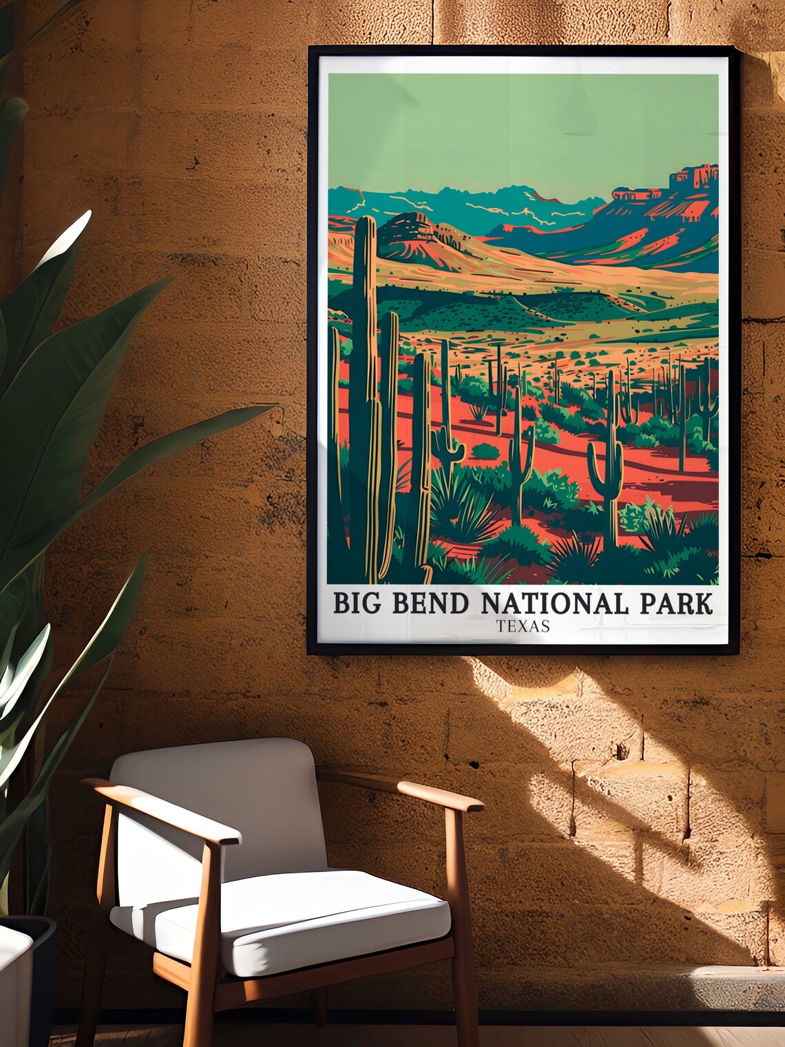 Big Bend National Park Red Desert Cactus Texas Travel Poster - Image 3