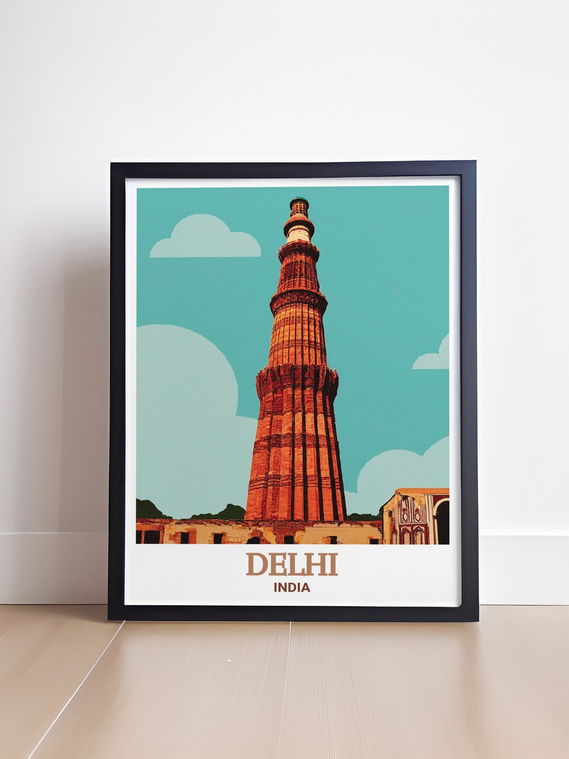Delhi Travel Poster Qutub Minar Poster For Beautiful Delhi Wall Art Qutub Minar Travel Poster Qutub Minar Decor Delhi Art Print - Image 4