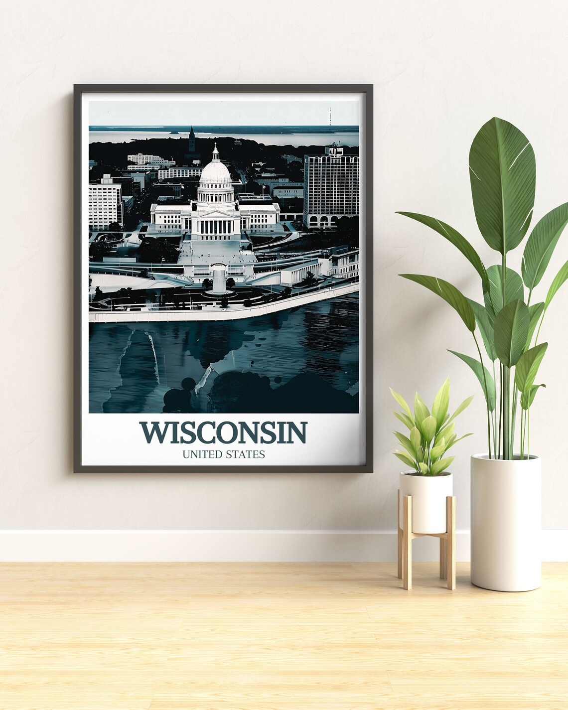 Wisconsin Travel Print Lake Monona Perfect For Gifts Wisconsin State Capitol And Lake Monona Poster Wisconsin Wall Art - Image 2