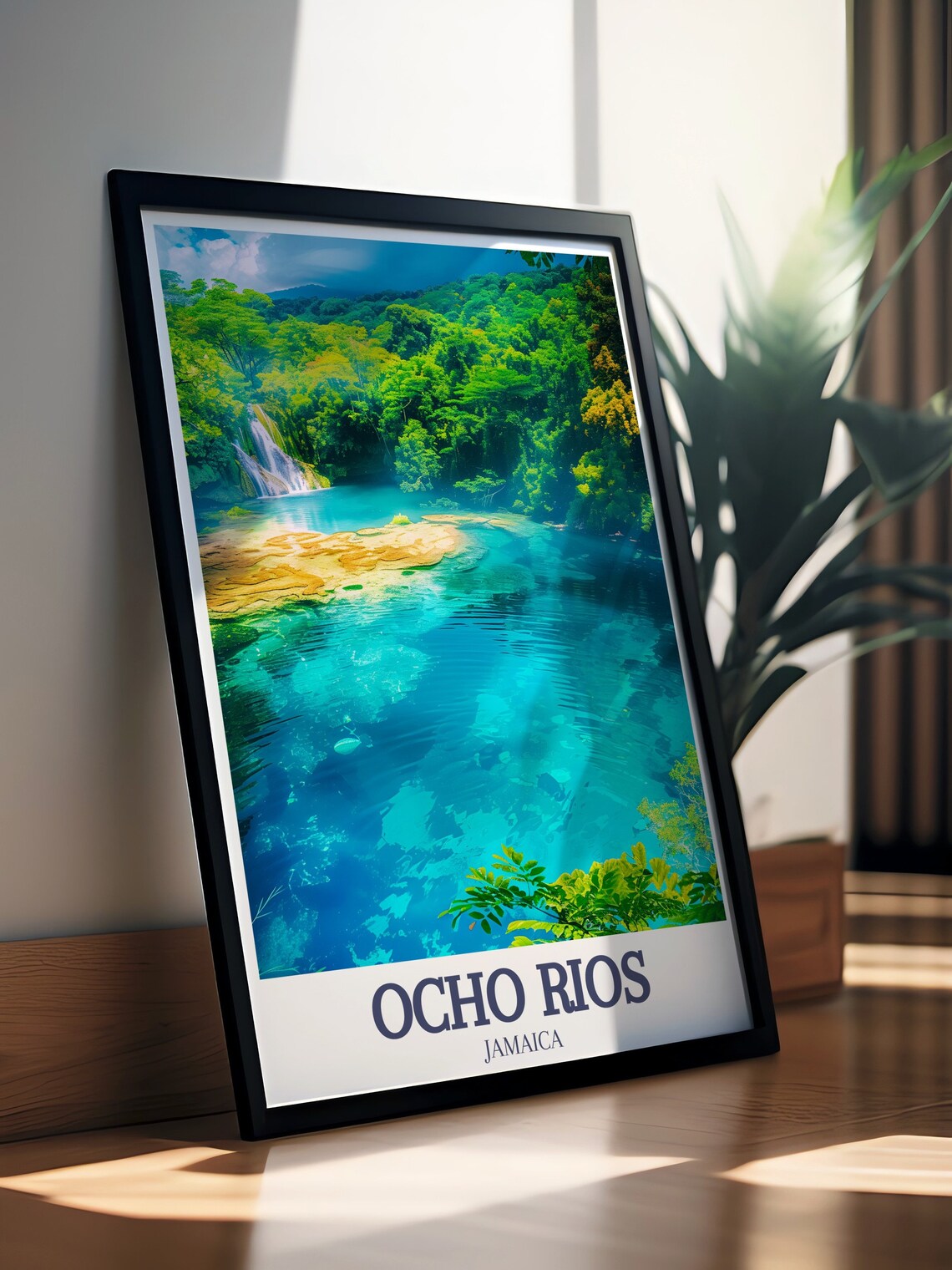 Blue Hole Ocho Rios Jamaica Turquoise Lagoon Falls Travel Poster - Image 2