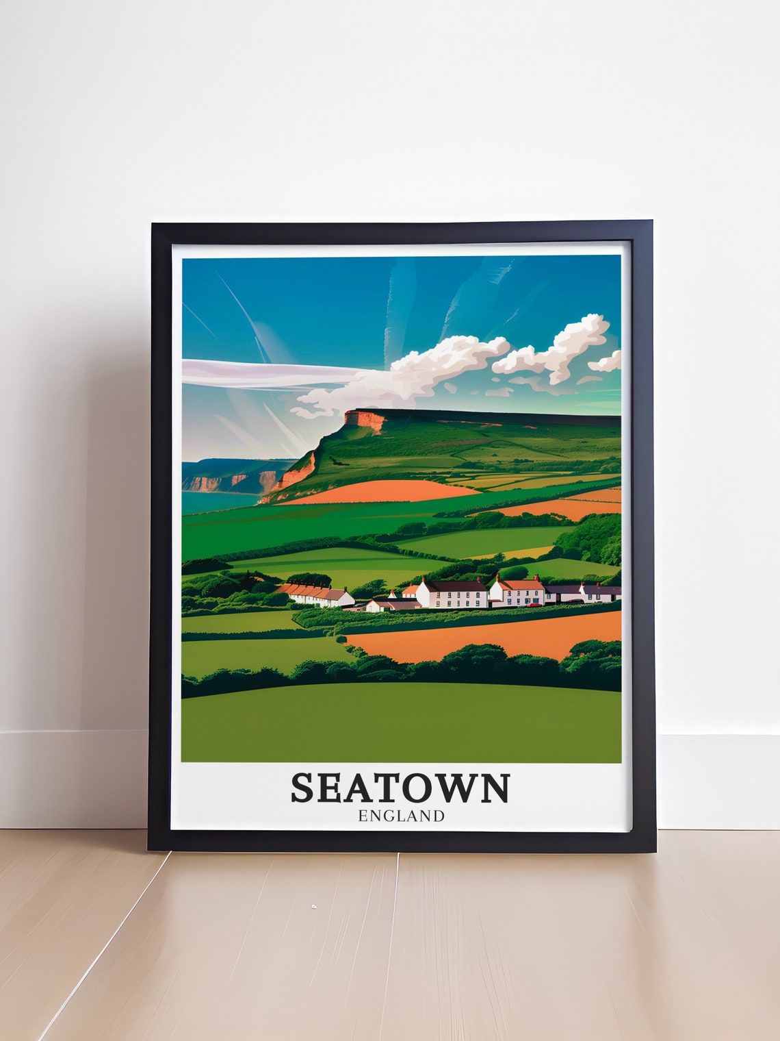 Golden Cap Seatown Jurassic Coast Countryside Hills View Poster - Image 4