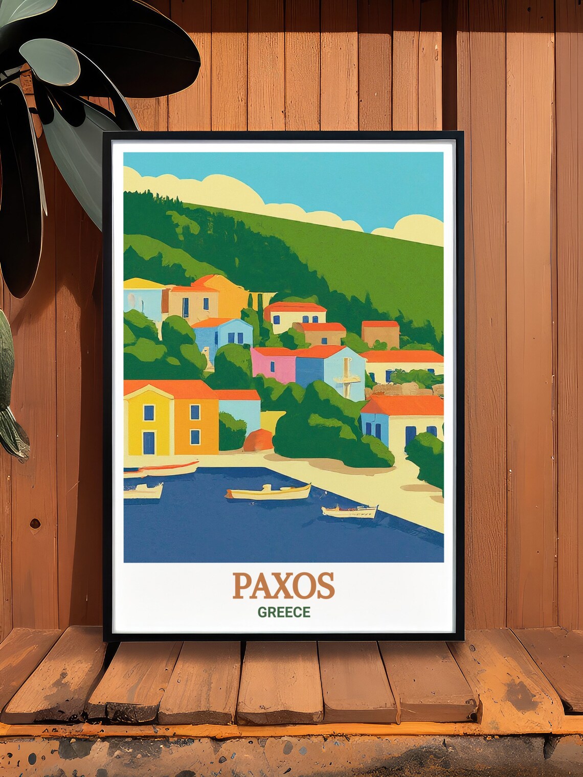 Paxos Greece Loggos Colorful Fishing Village Mediterranean Poster - Image 3