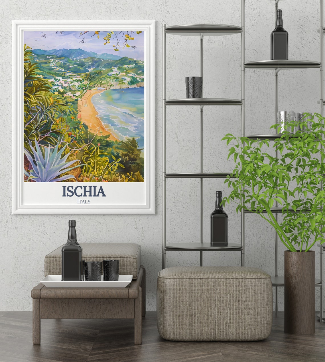 Ischia Italy Lush Green Coastline And Sandy Beach View Poster - Image 3