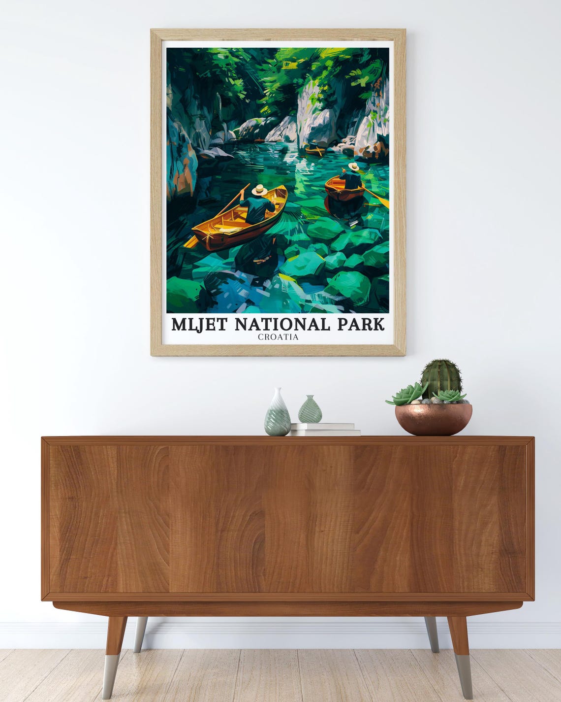 Mljet National Park Croatia Poster Rowboats in Emerald Canyon Waters - Image 2