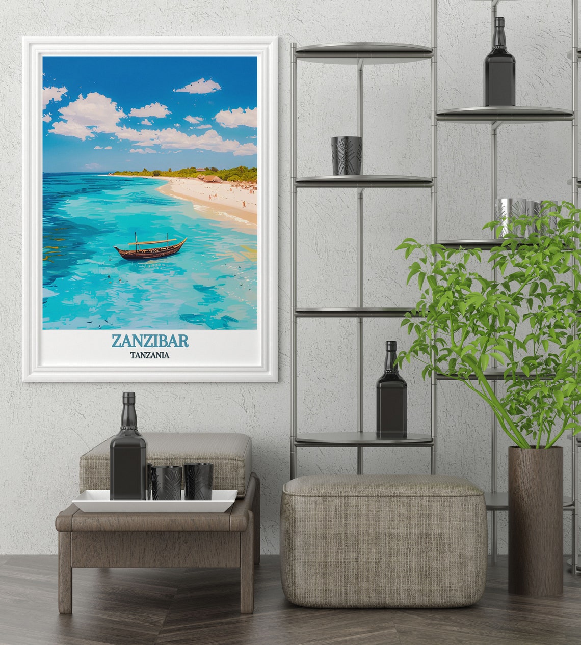 Zanzibar Nungwi Beach Turquoise Water Dhow Boat Travel Poster - Image 2