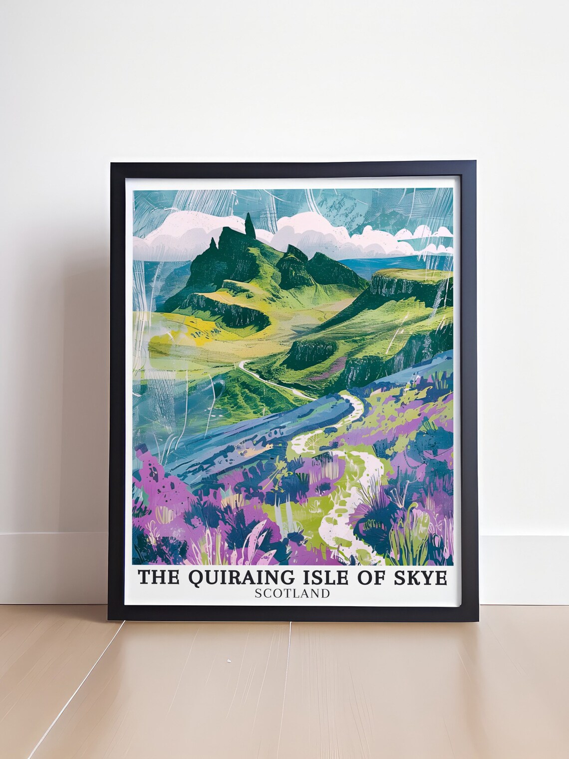Quiraing Isle Of Skye Heather Valley Painting Scotland Poster - Image 4