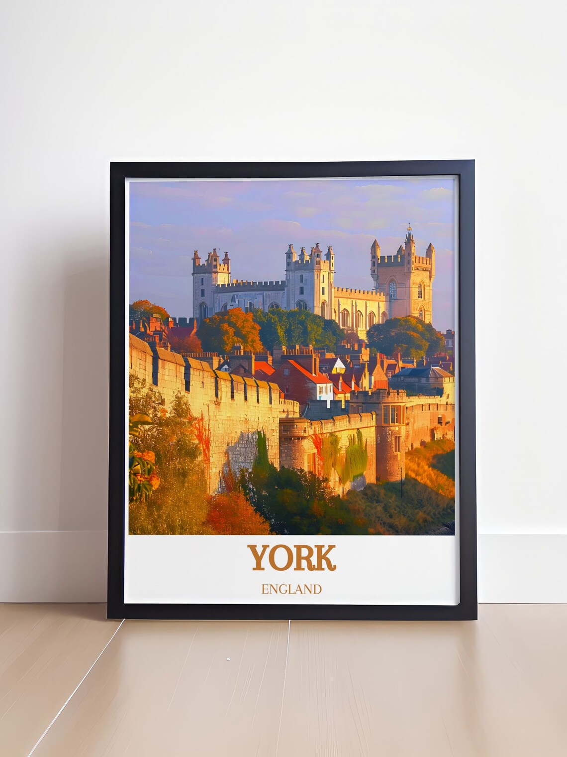York City Walls Panorama Minster Towers Golden Travel Poster - Image 4