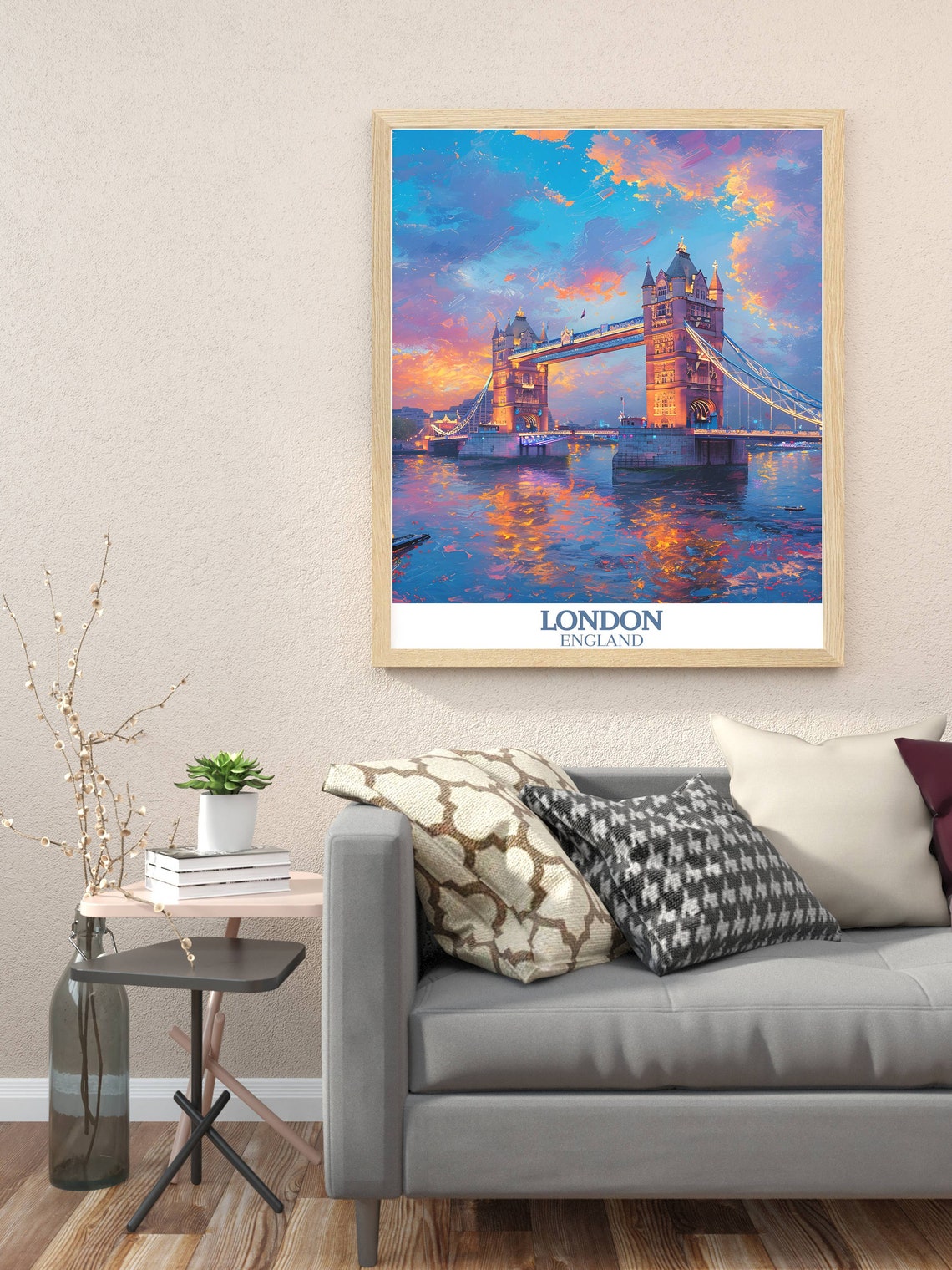 Tower Bridge London England Sunset River Thames Golden Sky Poster - Image 3