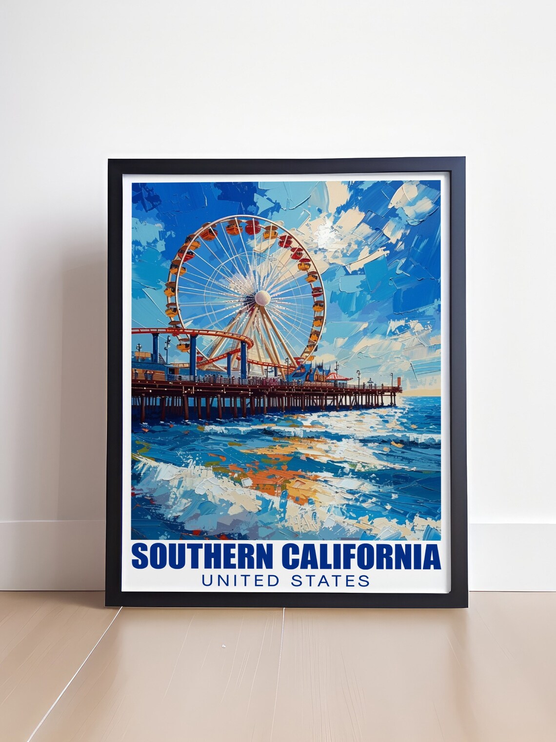 Southern California Santa Monica Pier Ferris Wheel Pacific Ocean Travel Poster - Image 4