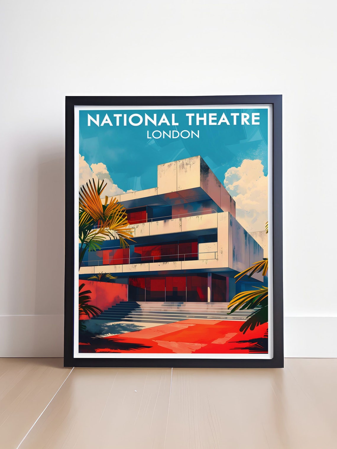 National Theatre London Facade Poster With Brutalist Concrete Building - Image 4