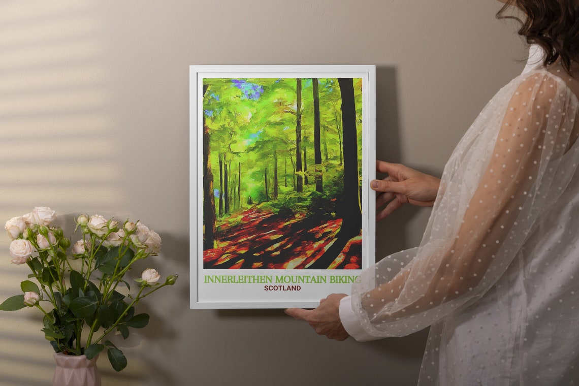 Innerleithen Glen Tress Forest Sunlit Trail Scotland Travel Poster - Image 2