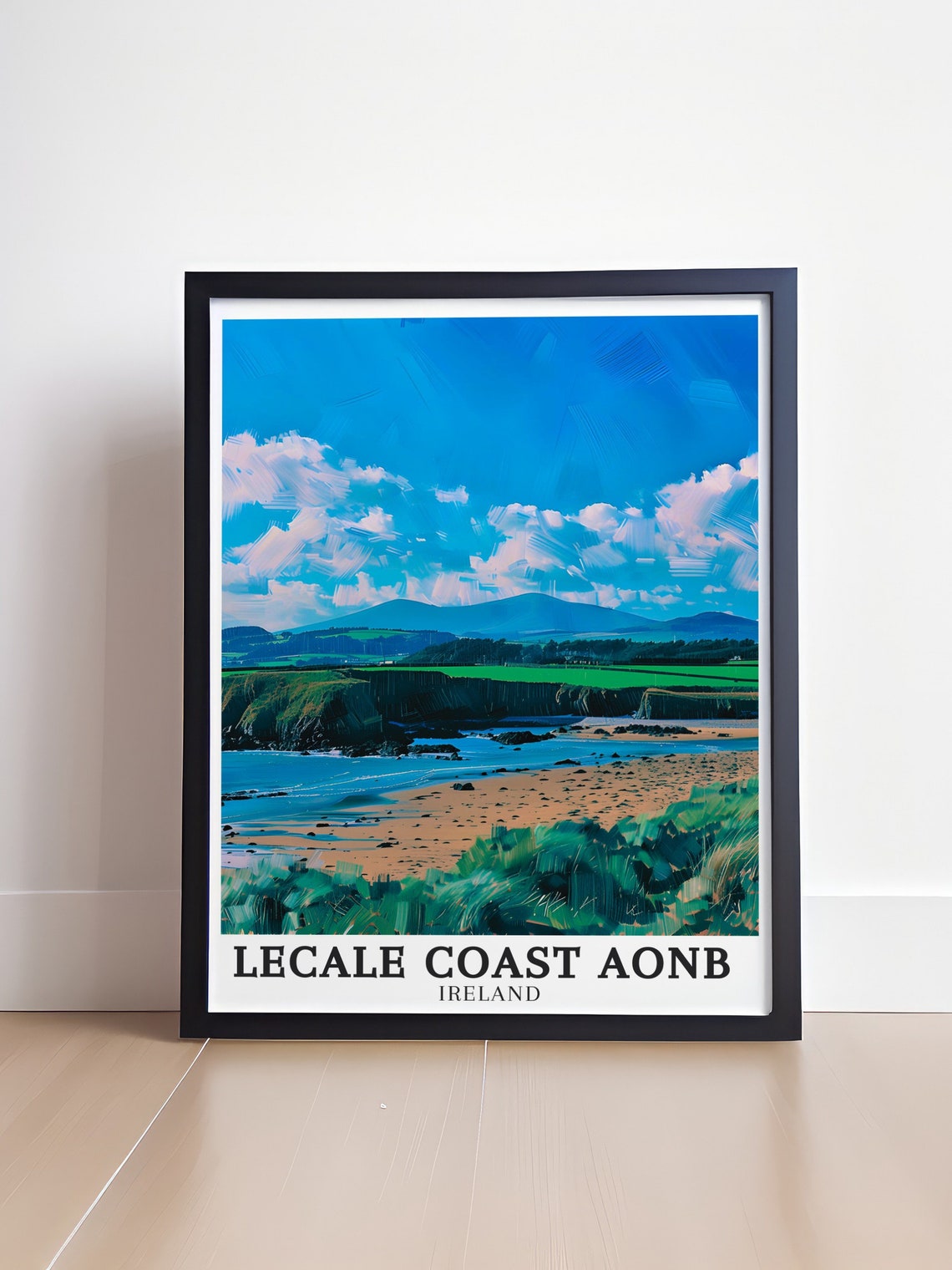 Lecale Coast AONB Dundrum Bay Sandy Beach Ireland Travel Poster - Image 4
