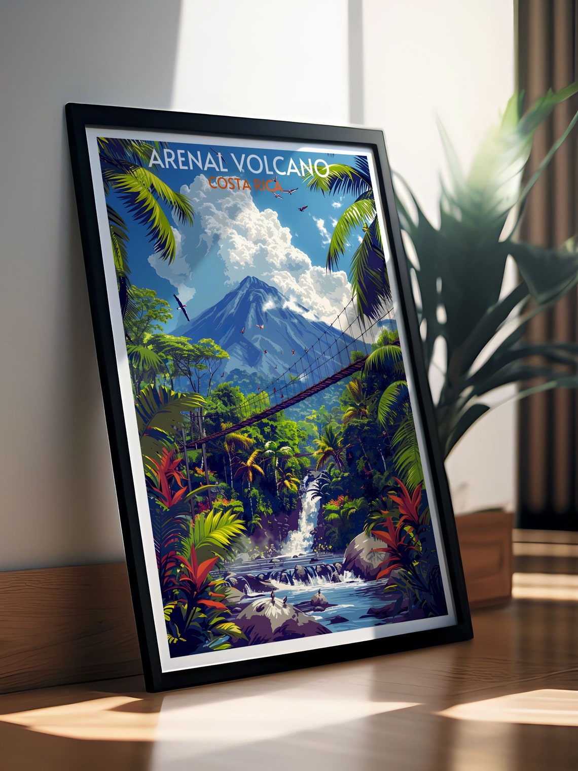 Arenal Volcano Costa Rica Hanging Bridge Lush Waterfall Poster - Image 4