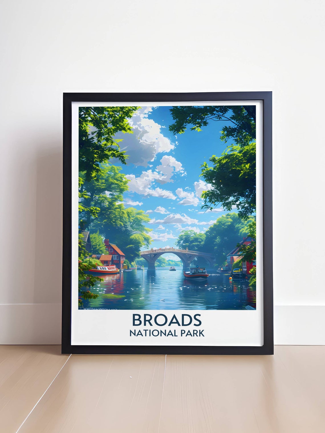 Norfolk Broads National Park England River Boats Bridge Poster - Image 4