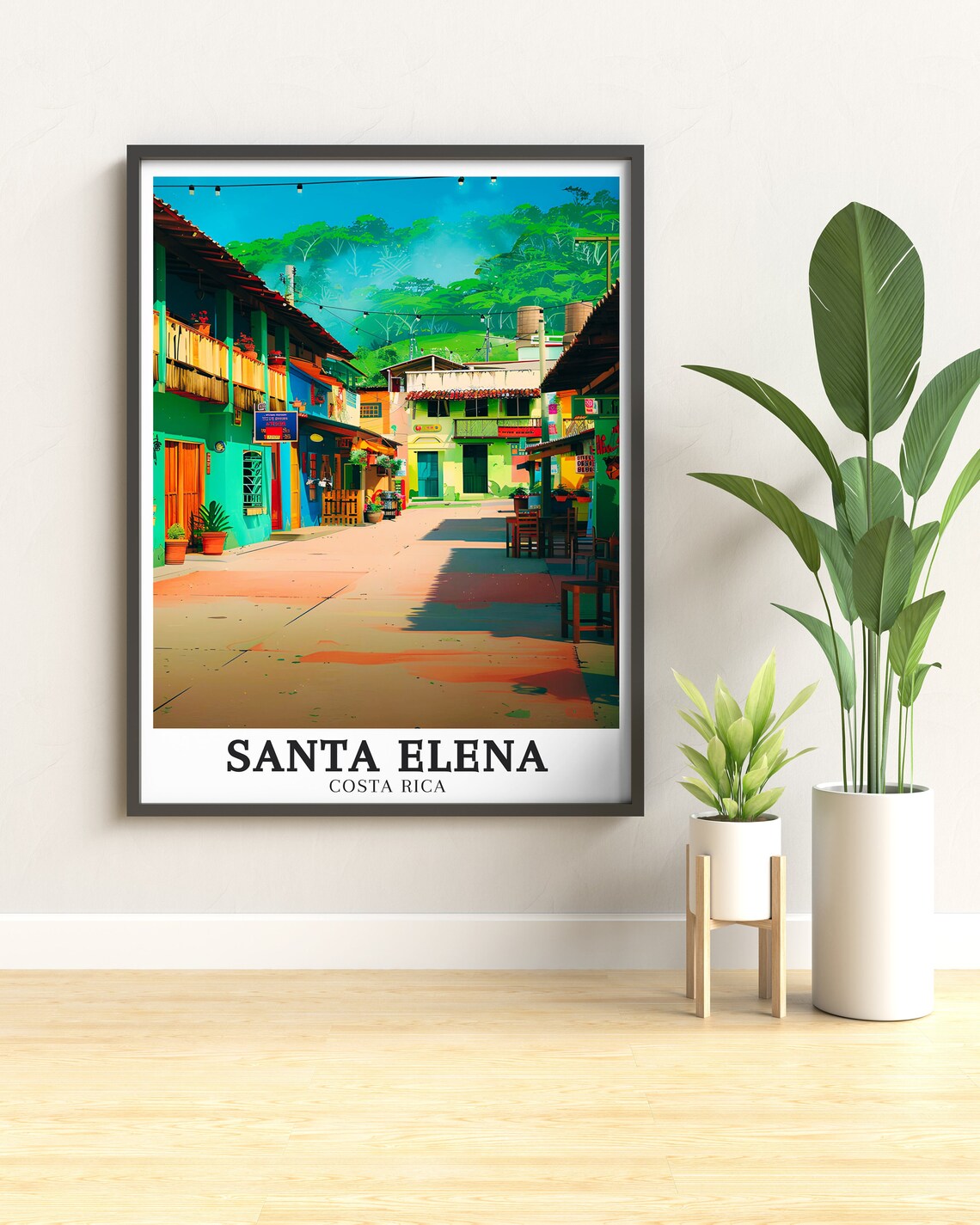 Santa Elena Costa Rica Colorful Town Street Sunny Day Travel Poster - Image 3