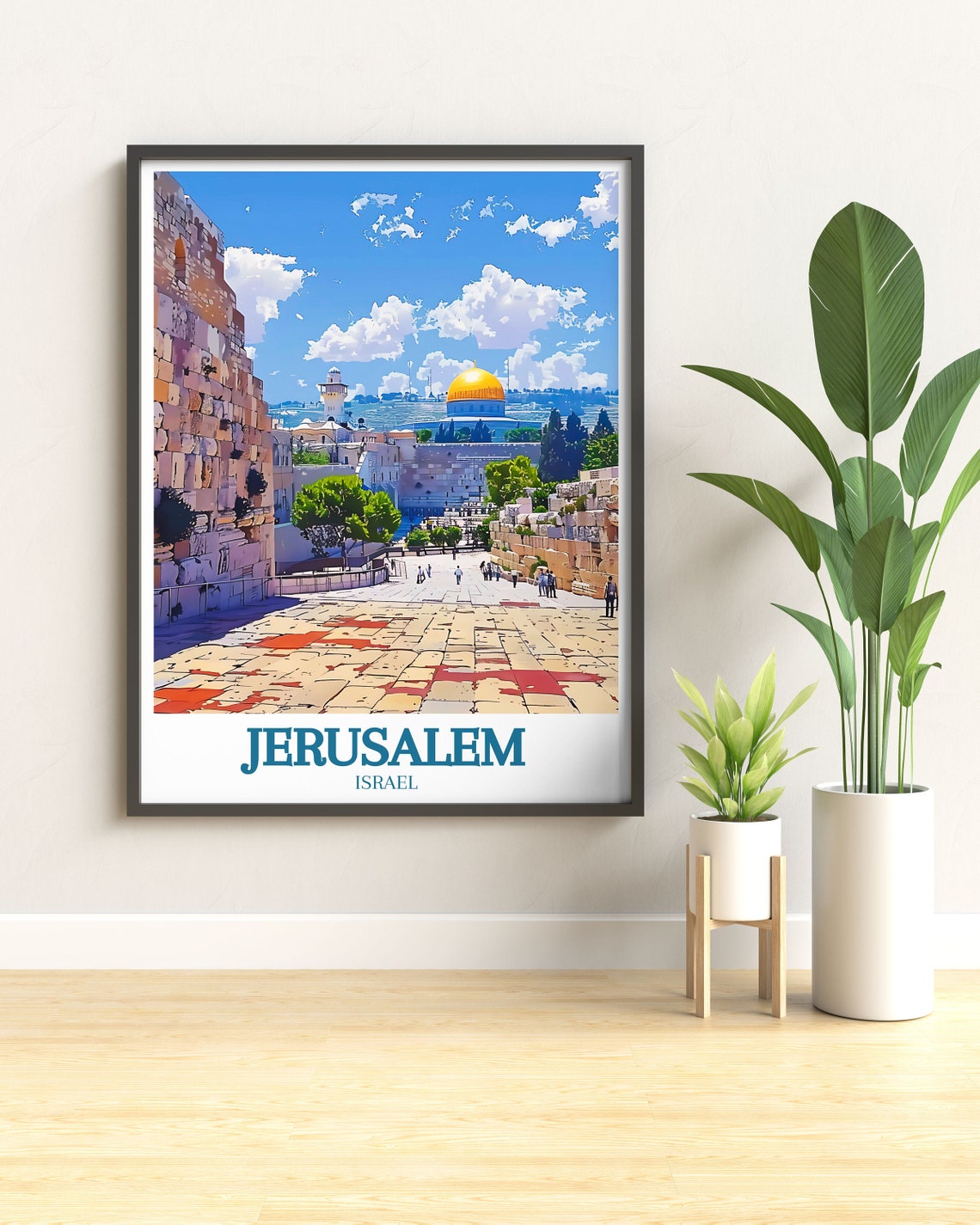 Jerusalem Israel Old City Stone Plaza Dome View Travel Poster - Image 2