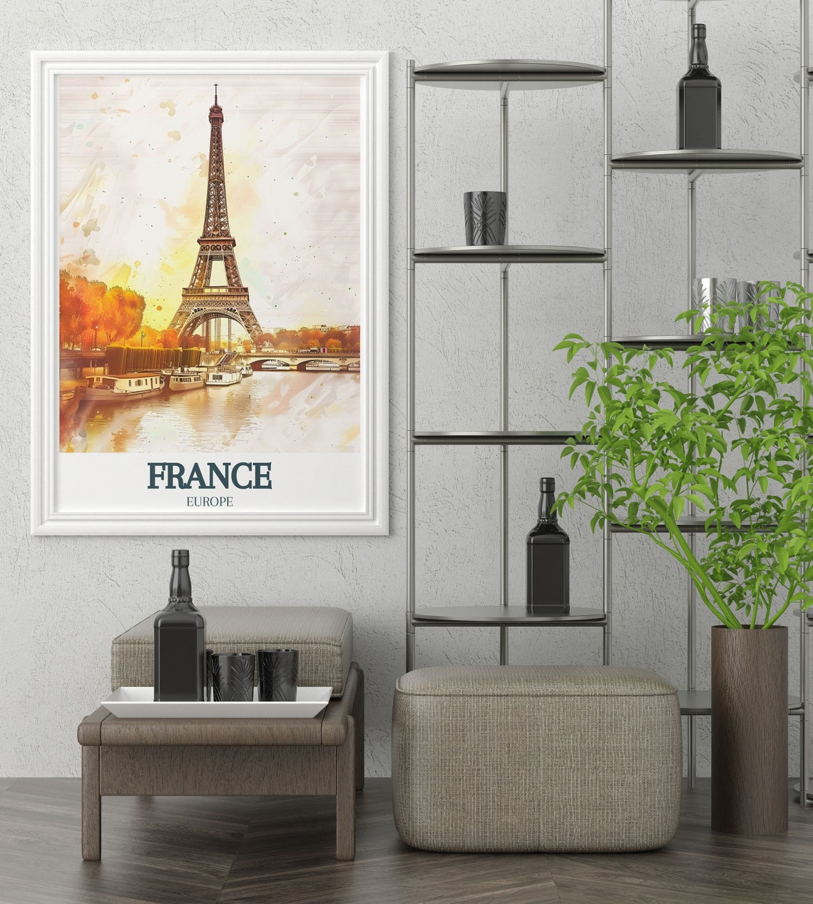 Eiffel Tower Paris Autumn Seine River in Golden Evening Light Poster - Image 3