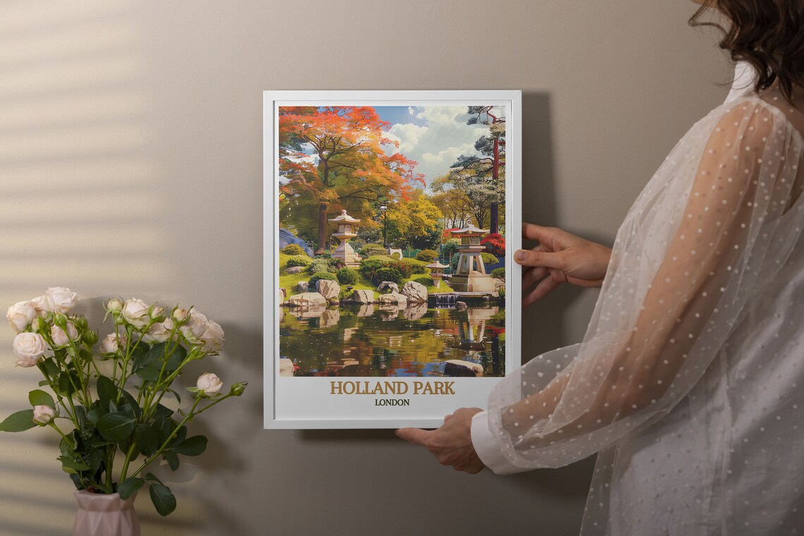 Holland Park Kyoto Garden Stone Lanterns Autumn London Poster - Image 2