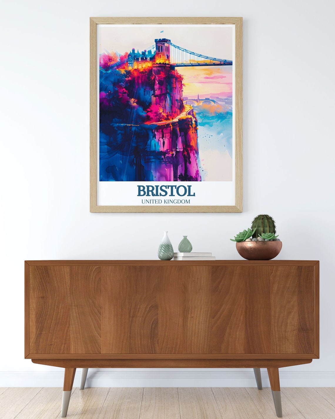 Clifton Suspension Bridge Bristol Sunset River Avon Travel Poster - Image 3