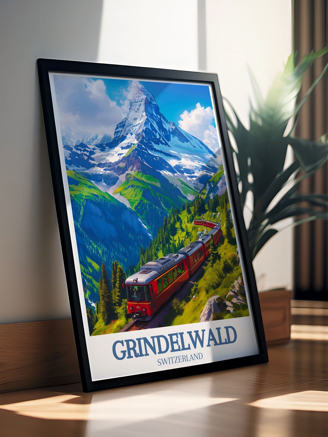 Grindelwald Red Mountain Railway Alpine Switzerland Travel Poster - Image 2