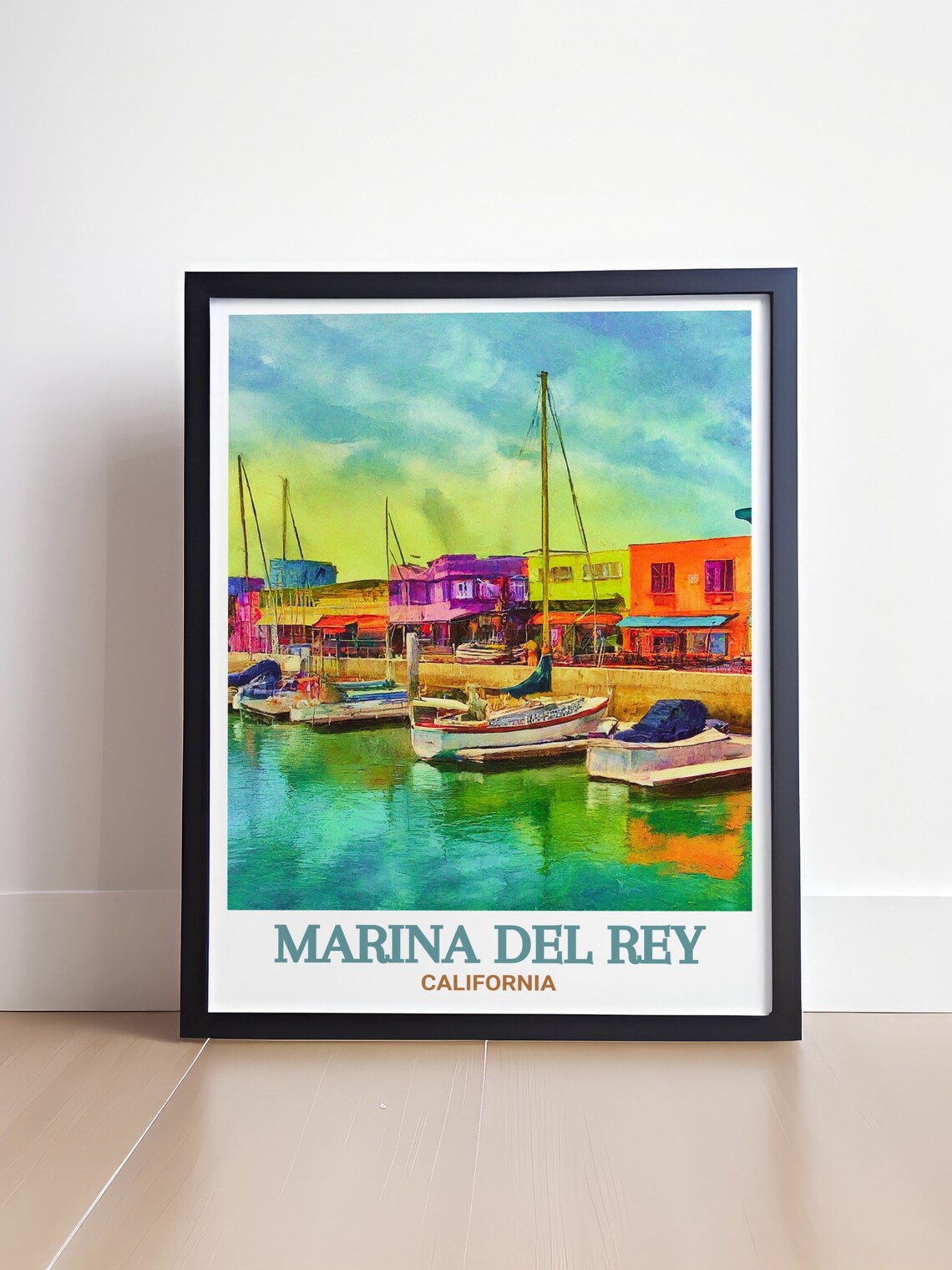 Marina Del Rey Fishermans Village Harbor Boats California Poster - Image 4